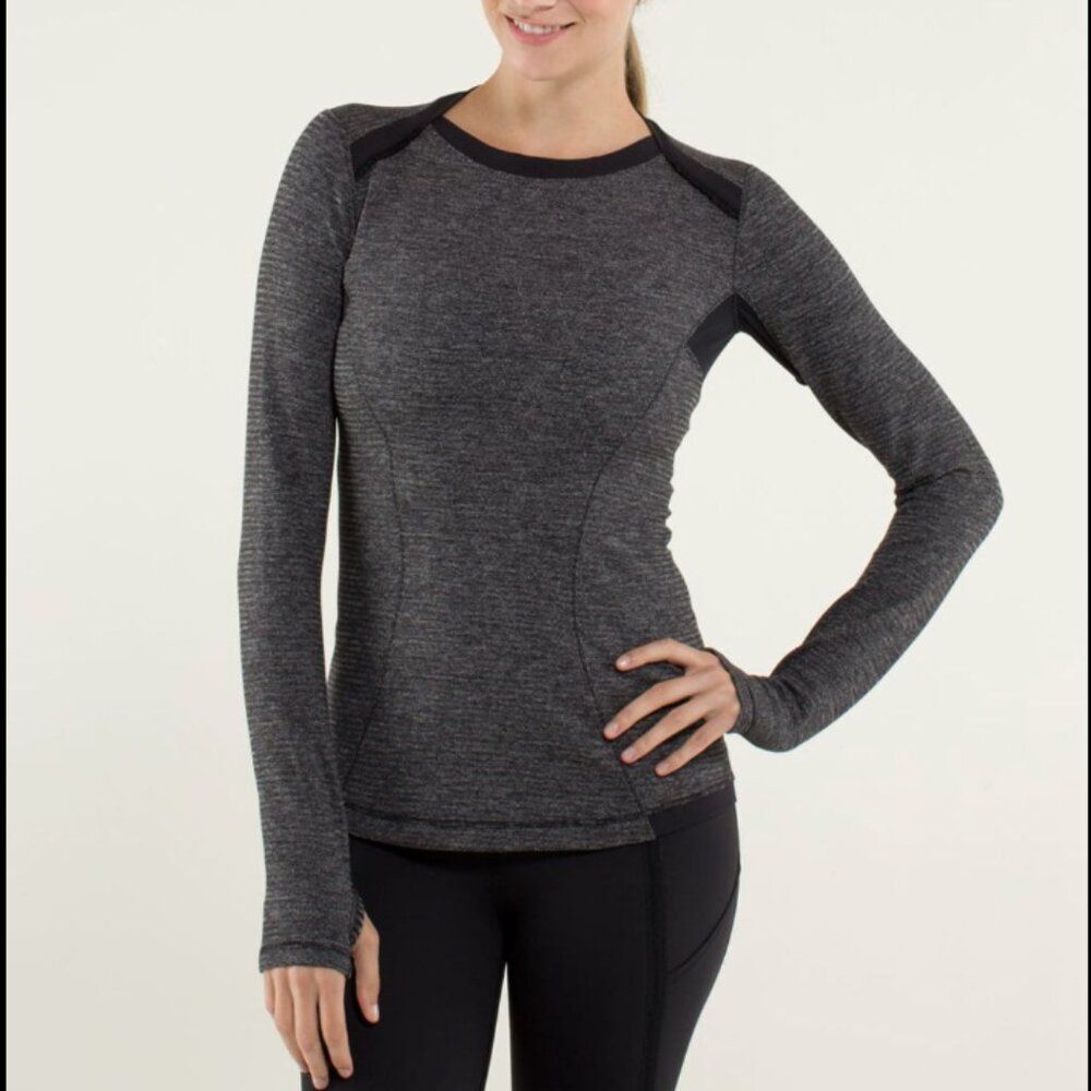 Lululemon Base Runner Long Sleeve Pullover Mini Check Pique Black 4 (Estimated)